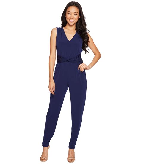 michael michael kors solid twist knit jumpsuit womens|Michael Kors sleeveless black jumpsuit.